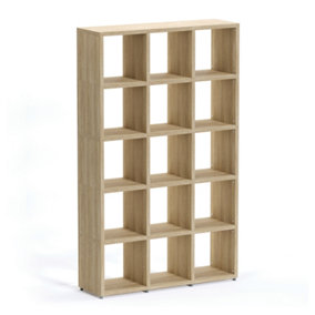 Boon 15 Cube Shelving Unit Eco-Friendly Bookcase Freestanding Heavy Duty Oak, Made in Austria (H)1830mm (W)1100mm (D)330mm