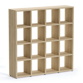Boon 16 Cube Shelving Unit Eco-Friendly Bookcase Freestanding Heavy Duty Oak, Made in Austria (H)1470mm (W)1450mm (D)330mm