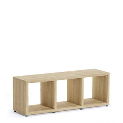 Boon 3 Cube Shelving Unit Eco-Friendly Bookcase Freestanding Heavy Duty Oak, Made in Austria (H)400mm (W)1100mm (D)330mm