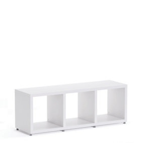 Boon 3 Cube Shelving Unit Eco-Friendly Bookcase Freestanding Heavy Duty White, Made in Austria (H)400mm (W)1100mm (D)330mm