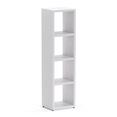 Boon 4 Cube Shelving Unit Eco-Friendly Bookcase Freestanding Heavy Duty White, Made in Austria (H)1470mm (W)390mm (D)330mm