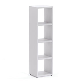 Boon 4 Cube Shelving Unit Eco-Friendly Bookcase Freestanding Heavy Duty White, Made in Austria (H)1470mm (W)390mm (D)330mm