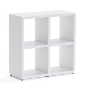 Boon 4 Cube Shelving Unit Eco-Friendly Bookcase Freestanding Heavy Duty White, Made in Austria (H)760mm (W)740mm (D)330mm