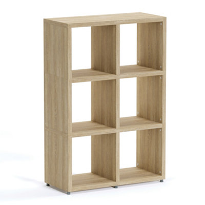 Boon 6 Cube Shelving Unit EcoFriendly Bookcase Freestanding Heavy Duty Oak, Made in Austria (H