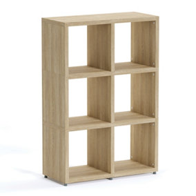 Boon 6 Cube Shelving Unit Eco-Friendly Bookcase Freestanding Heavy Duty Oak, Made in Austria (H)1120mm (W)740mm (D)330mm