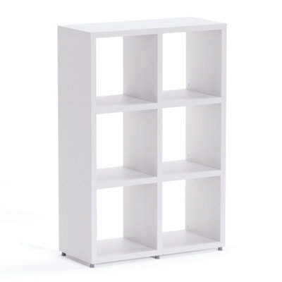 Boon 6 Cube Shelving Unit EcoFriendly Bookcase Freestanding Heavy Duty White, Made in Austria