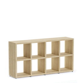 Boon 8 Cube Shelving Unit Eco-Friendly Bookcase Freestanding Heavy Duty Oak, Made in Austria (H)760mm (W)1450mm (D)330mm