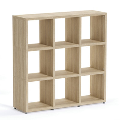 Boon 9 Cube Shelving Unit Eco-Friendly Bookcase Freestanding Heavy Duty Oak, Made in Austria (H)1120mm (W)1100mm (D)330mm