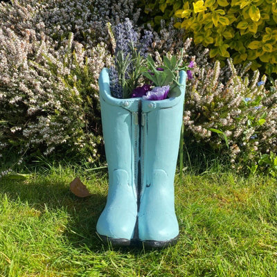 Boot Planter - L20 x W16 x H29 cm - Blue