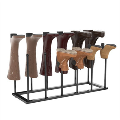 Boot Rack 6 Pairs Two-Tier Boot Stand Steel Shoe Rack Indoor&Outdoor