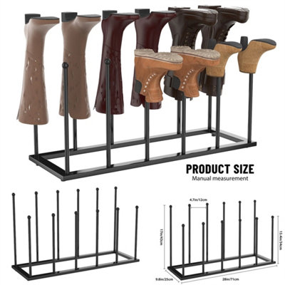 Boot Rack 6 Pairs Two-Tier Boot Stand Steel Shoe Rack Indoor&Outdoor