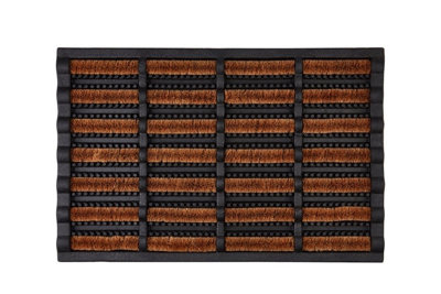 Boot Scraper Door Mat Rubber & Coir Heavy Duty Entrance Floor Mat 60cm x 40cm DIY at B&Q
