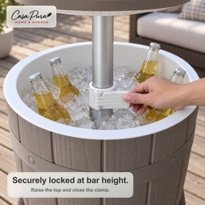 Bora Height Adjustable Outdoor Garden Drinks Cooler Table with 37 Litre ...