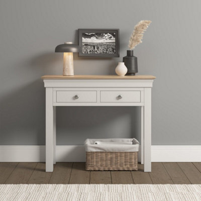 Bordeaux Console Table Ivory and Oak Fully Assembled