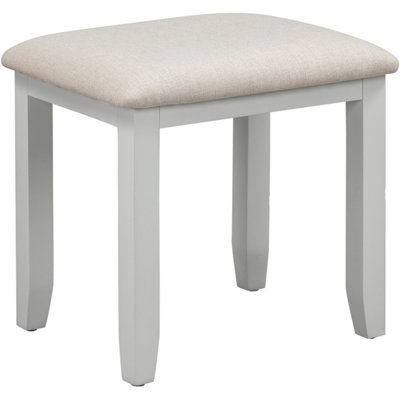 Bordeaux Dressing Table Stool Pebble Grey and Oat Fabric (Fully Assembled )