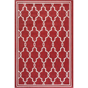 Bordeaux Spanish Tile Garden Patio Rug - Weatherproof, Mould & Mildew Resistant Indoor Outdoor Mat - Rectangular 60 x 120cm