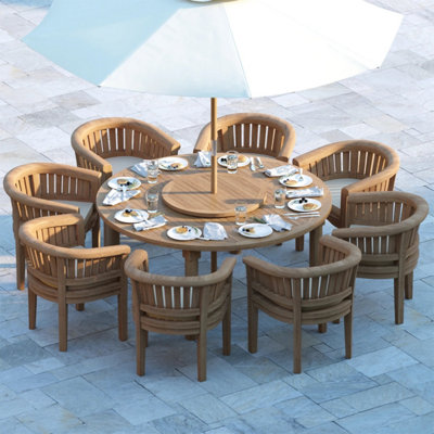 Bordeaux Teak Garden Outdoor Dining Table & 8 Seat Chair Set - With ...