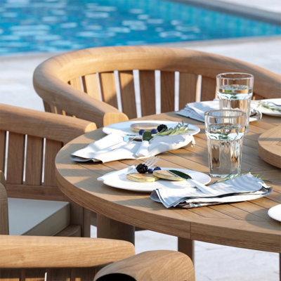Bordeaux Teak Garden Outdoor Dining Table & 8 Seat Chair Set - With ...