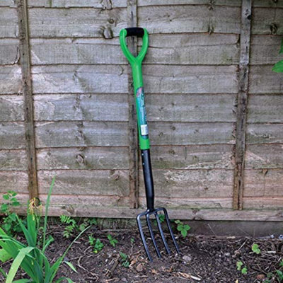 Border Fork Green Garden Farming Lightweight Gardening Hand Tools Soft Plastic Handle Grip Strong and Durable Carbon Steel - 3