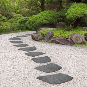 Border Reversible Stepping Stones Eco-Friendly Natural B Effect Ornamental Recycled Rubber for Garden, Path & Patio (x12)