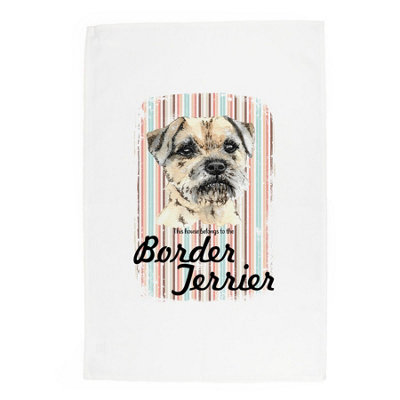 Border Terrier Tea Towel Novelty Dog Themed Gift Kitchen Linen Dish Cloth DIY at B Q