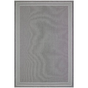 Bordered Black Modern Easy To Clean Dining Room Rug-160cm x 230cm