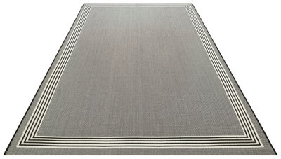 Bordered Black Modern Easy To Clean Dining Room Rug-200cm x 290 cm