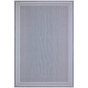 Bordered Blue Modern Easy To Clean Dining Room Rug-160cm x 230cm