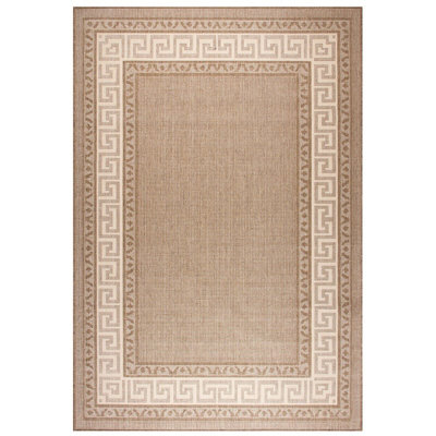 Bordered Brown Rug, Stain-Resistant Easy to Clean Rug, Traditional Brown Rug for Bedroom, & Dining Room-80cm X 150cm