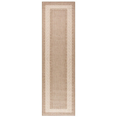 Bordered Brown Rug, Stain-Resistant Easy to Clean Rug, Traditional Brown Rug for Bedroom, & Dining Room-80cm X 150cm