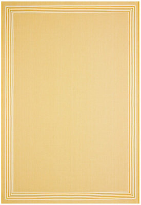 Bordered Yellow Modern Easy To Clean Dining Room Rug-160cm x 230cm