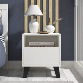 Borg 1 Drawer Modern Minimal Design Bedside Table - White