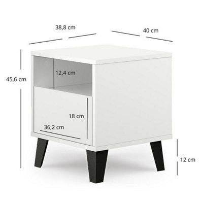Borg 1 Drawer Modern Minimal Design Bedside Table - White