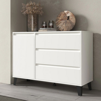 Borg 3 Drawer 1 Door Modern Loft Style Sideboard - White