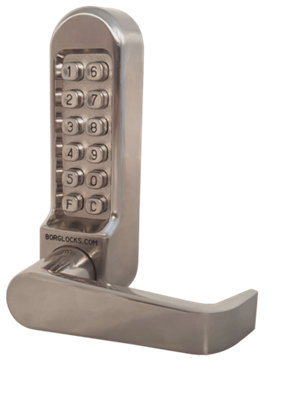 Borg 5401 Medium to Heavy Duty Digital Door Lock with Inside Lever Handle - Satin Chrome