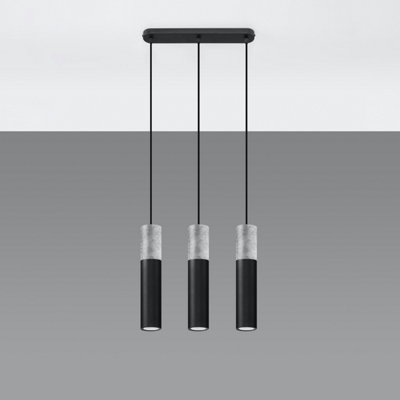 Borgio Concrete & Steel Black 3L Light Classic Pendant Ceiling Light