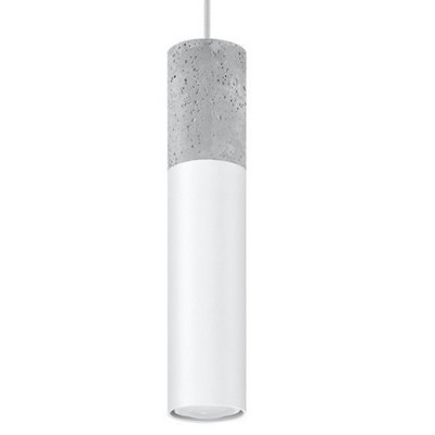 Borgio Concrete & Steel White 1 Light Classic Pendant Ceiling Light