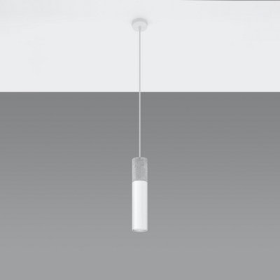 Borgio Concrete & Steel White 1 Light Classic Pendant Ceiling Light