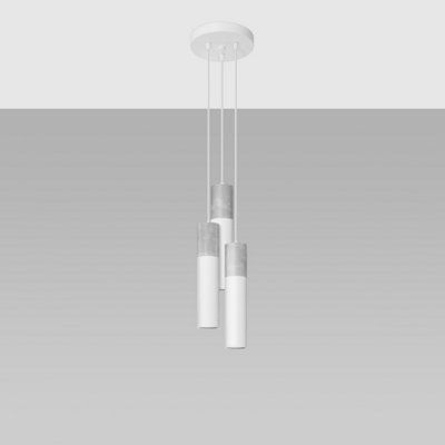 Borgio Concrete & Steel White 3 Light Classic Pendant Ceiling Light