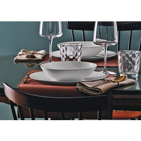 BORMIOLI ROCCO  18 Pcs Dinner Sets Opal Glass Service Tableware Dining Plates
