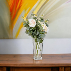 BORMIOLI ROCCO 22.5cm Height Rectangular Clear Heavy Glass Flower Vase Decoration Home Wedding Decor