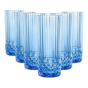 Bormioli Rocco - America '20s Highball Glasses - 400ml - Sapphire Blue - Pack of 6