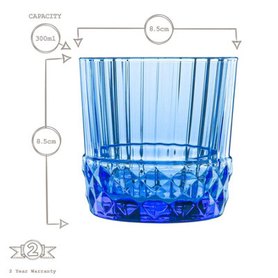 Bormioli Rocco - America '20s Water Glasses - 300ml - Sapphire Blue - Pack of 6