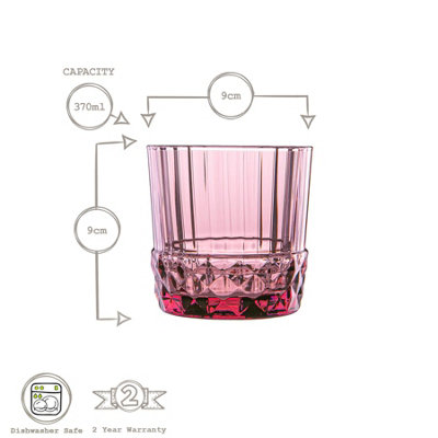 Bormioli Rocco - America '20s Water Glasses - 370ml - Lilac Rose - Pack of 6