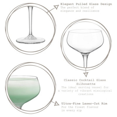 Bormioli Rocco - Bartender Novecento Cocktail Glasses - 250ml - Pack of 6