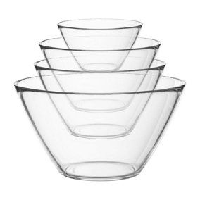 Bormioli Rocco - Basic Glass Kitchen Mixing Bowl Set - 4 Sizes - 4pc