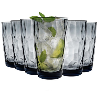 Bormioli Rocco - Diamond Highball Glasses - 470ml - Blue - Pack of 6