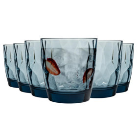 Bormioli Rocco - Diamond Water Glasses - 300ml - Blue  - Pack of 6