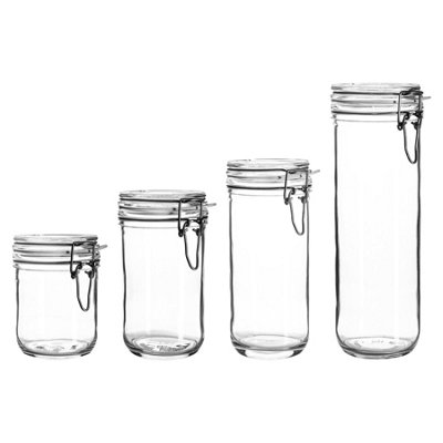 Bormioli Rocco Fido Glass Storage Jars Set 4 Sizes 4pc DIY at B&Q