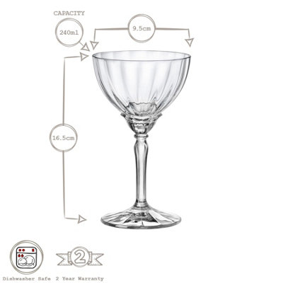 Bormioli Rocco - Florian Champagne Cocktail Saucers - 240ml - Clear - Pack of 6